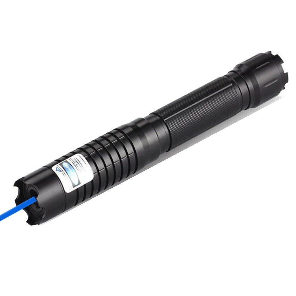 High-Power Blue Laser Pointer 450nm Adjustable Focus Aluminum Flashlight for Outdoor & Camping 16400 ft Range Rechargeable Tactical Light