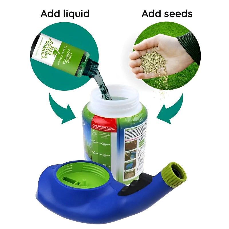 Hose-End Grass Seed Sprayer for Bare Spots & Dog Patches | Covers 100 sq ft | Lawn Repair Kit with Moisture-Locking Formula