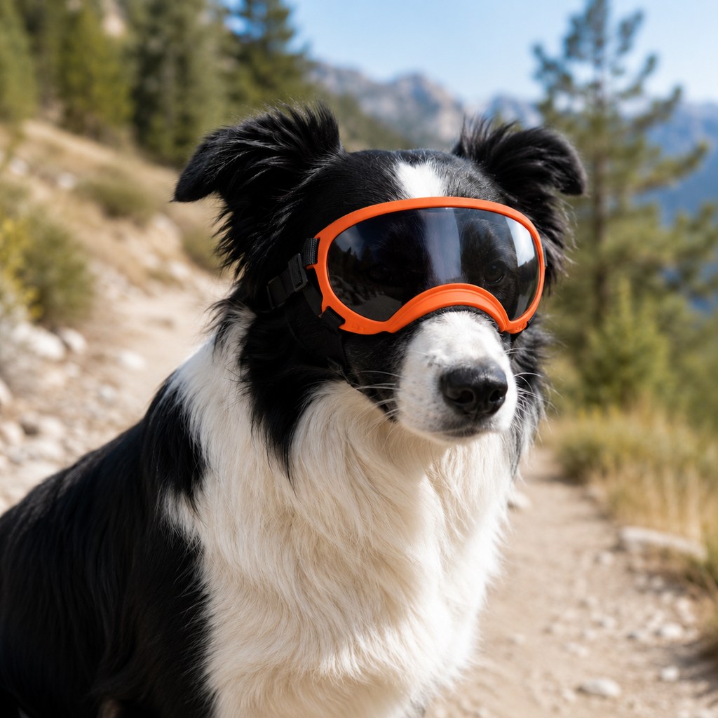 Ortekor Photochromic Dog Goggles for Hiking & Car Rides - Adjustable Wind, Dust & Debris Coverage