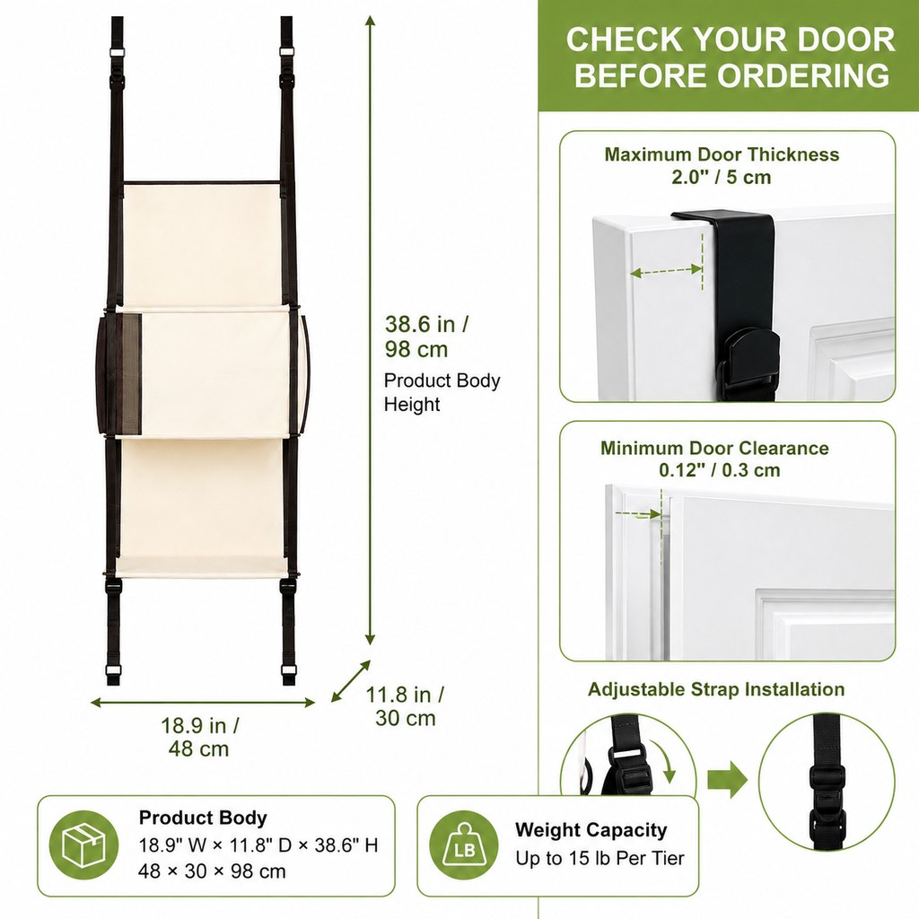 Ortekor 3-Tier Door-Mounted Hanging Cat Tree for Apartments â Foldable Space-Saving Cat Climber & Lounge