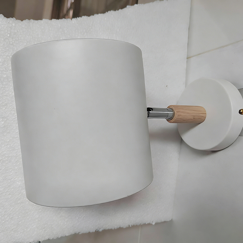 Swivel Arm Sconce Lamp E27 Socket 5 in Metal & Wood Pink Bedside Light for Bedroom Reading Nook Task Lighting Modern Minimalist Hallway