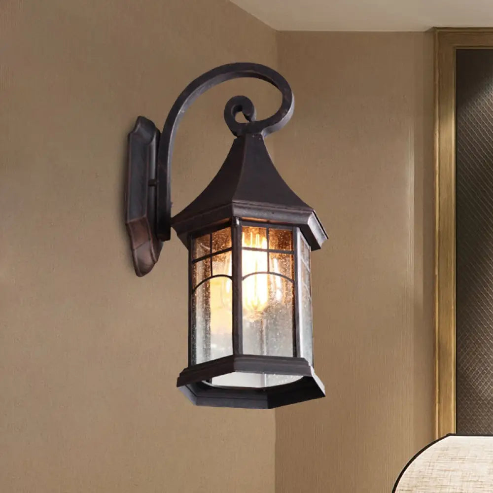 Outdoor Wall Sconce with Textured Glass Shade – Downward-Facing Rustic Porch Light for Entry, Patio & Garage – Hardwired E26 Socket