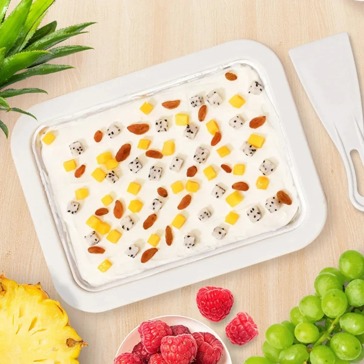 Plaque pour dessert glacé | Sorbetière avec plateau à congélation rapide | Grand format pour gelato maison