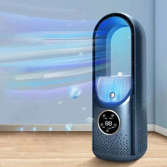 Whisper-Quiet Tower Cooler for Desk & Bedroom White Blue Personal Space Fan for Home Office Apartment