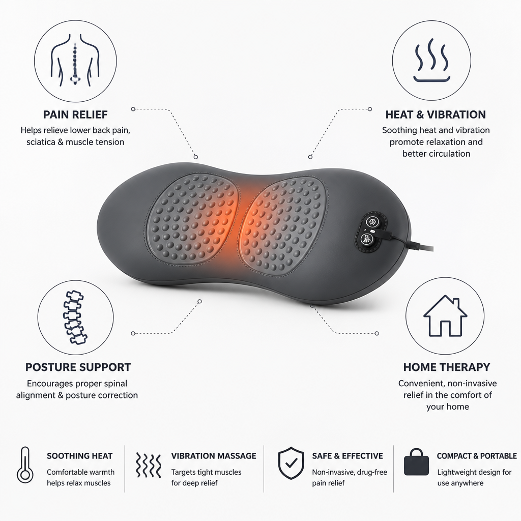 Heat & Vibration Lumbar Massager (3-In-1)