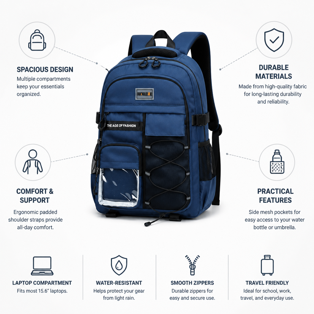 Durable Multi-Compartment School Backpack