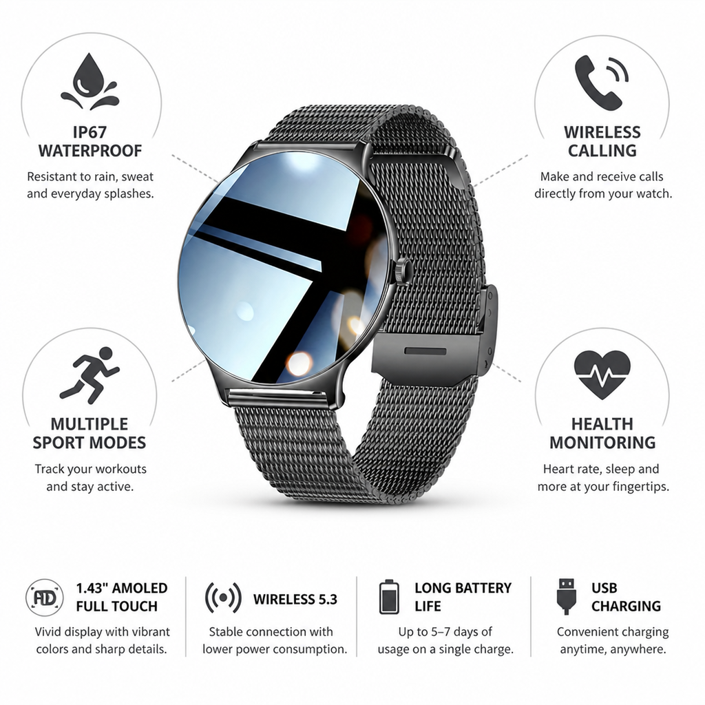 1.43" AMOLED Multi-Sport Smartwatch