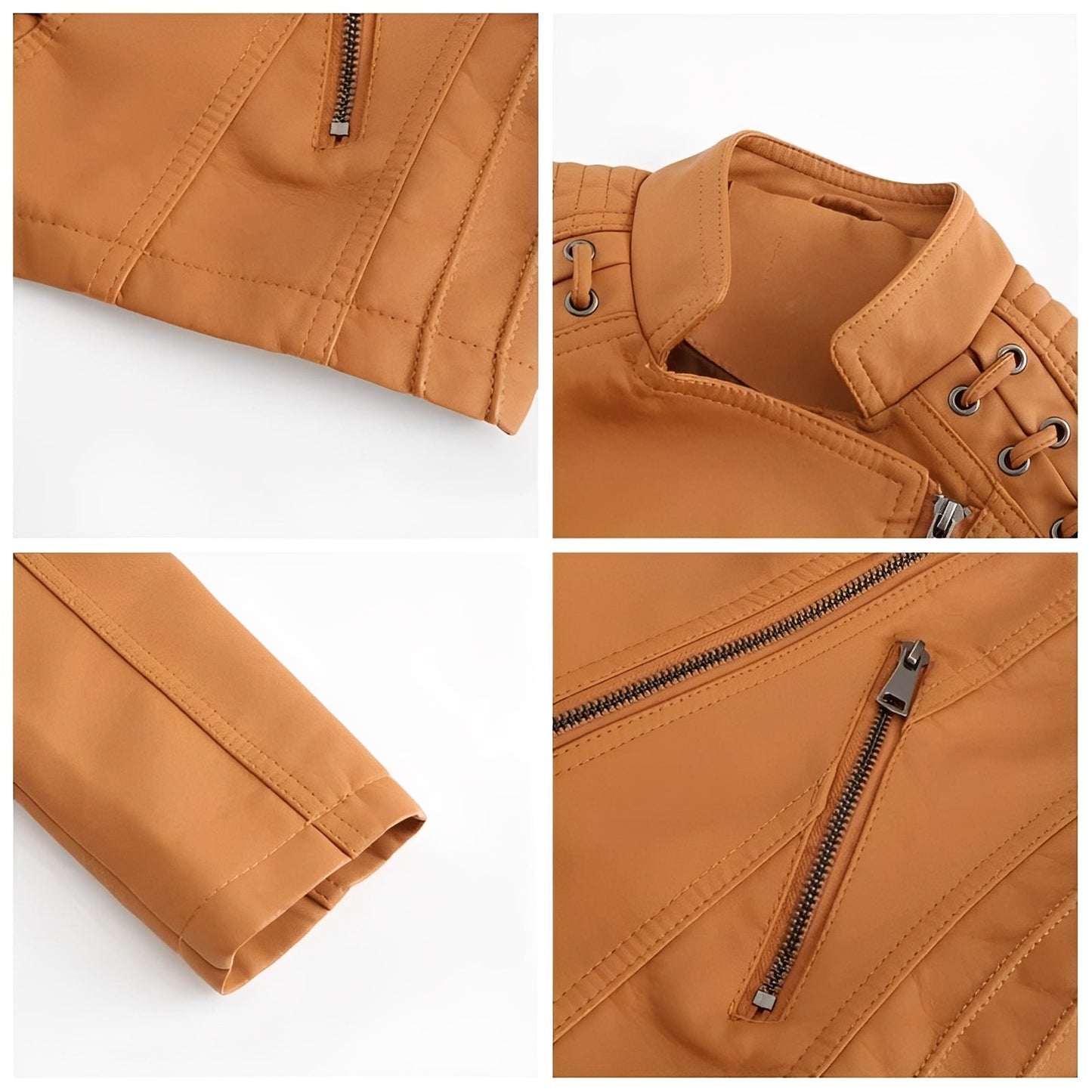 Blouson en cuir classique de motard pour femme