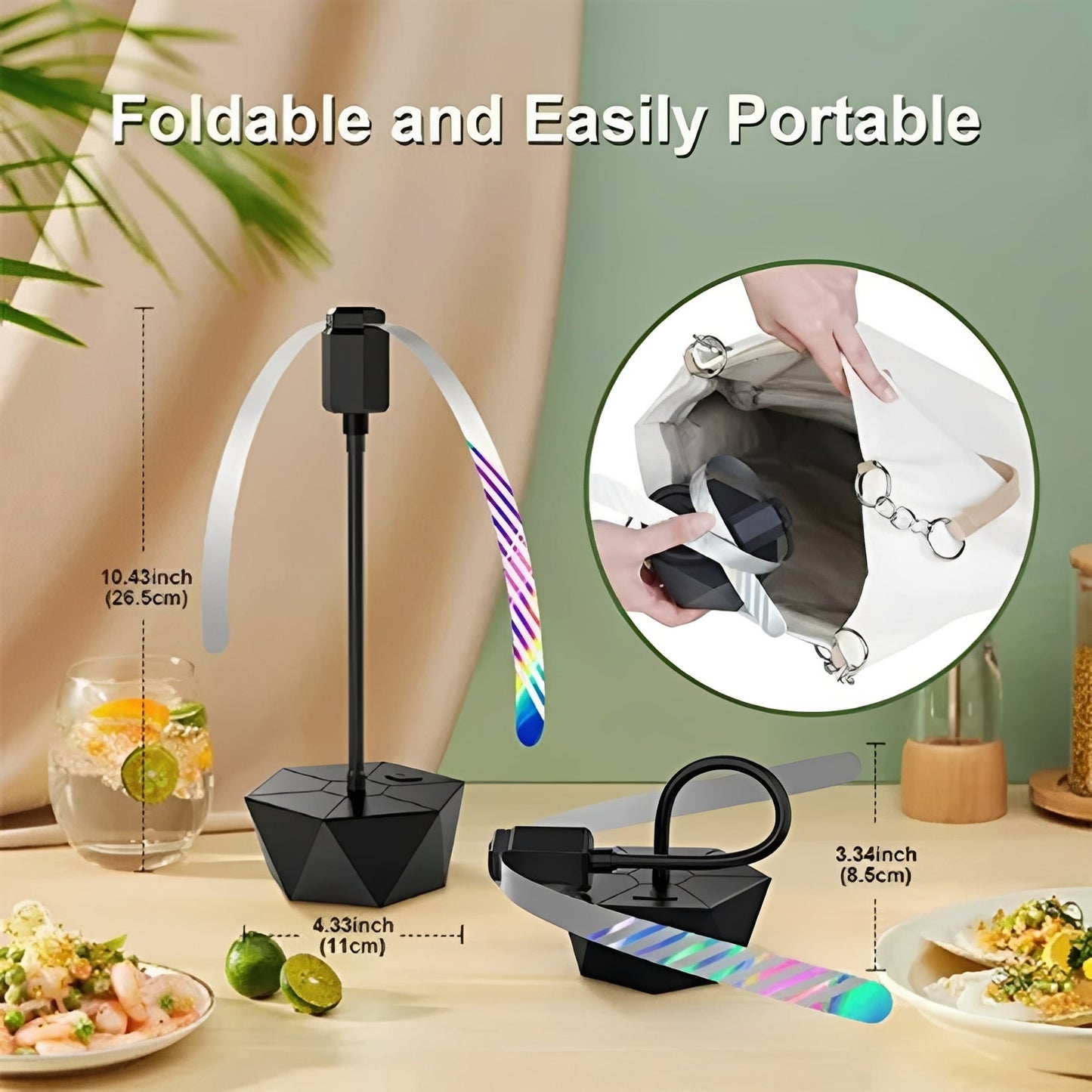 Ventilateur répulsif anti-mouches rechargeable compact