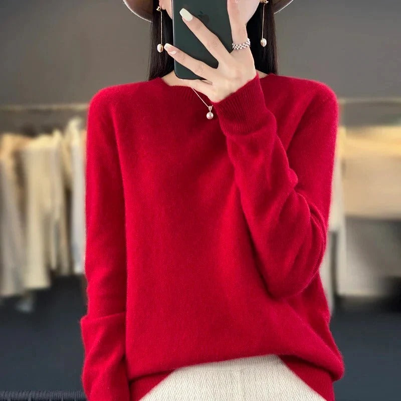 Pull col rond en laine mérinos douce