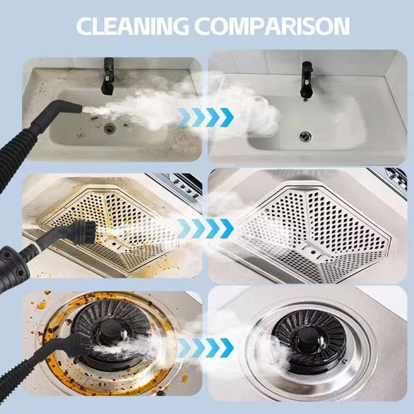 Power Clean | Handheld Steam Cleaner with Rapid Heat-Up & 4 Attachments | Versatile Cleaning for Home and Car