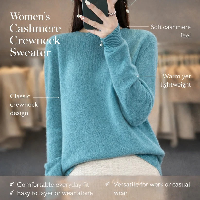 Pull ras du cou en cachemire doux pour femme