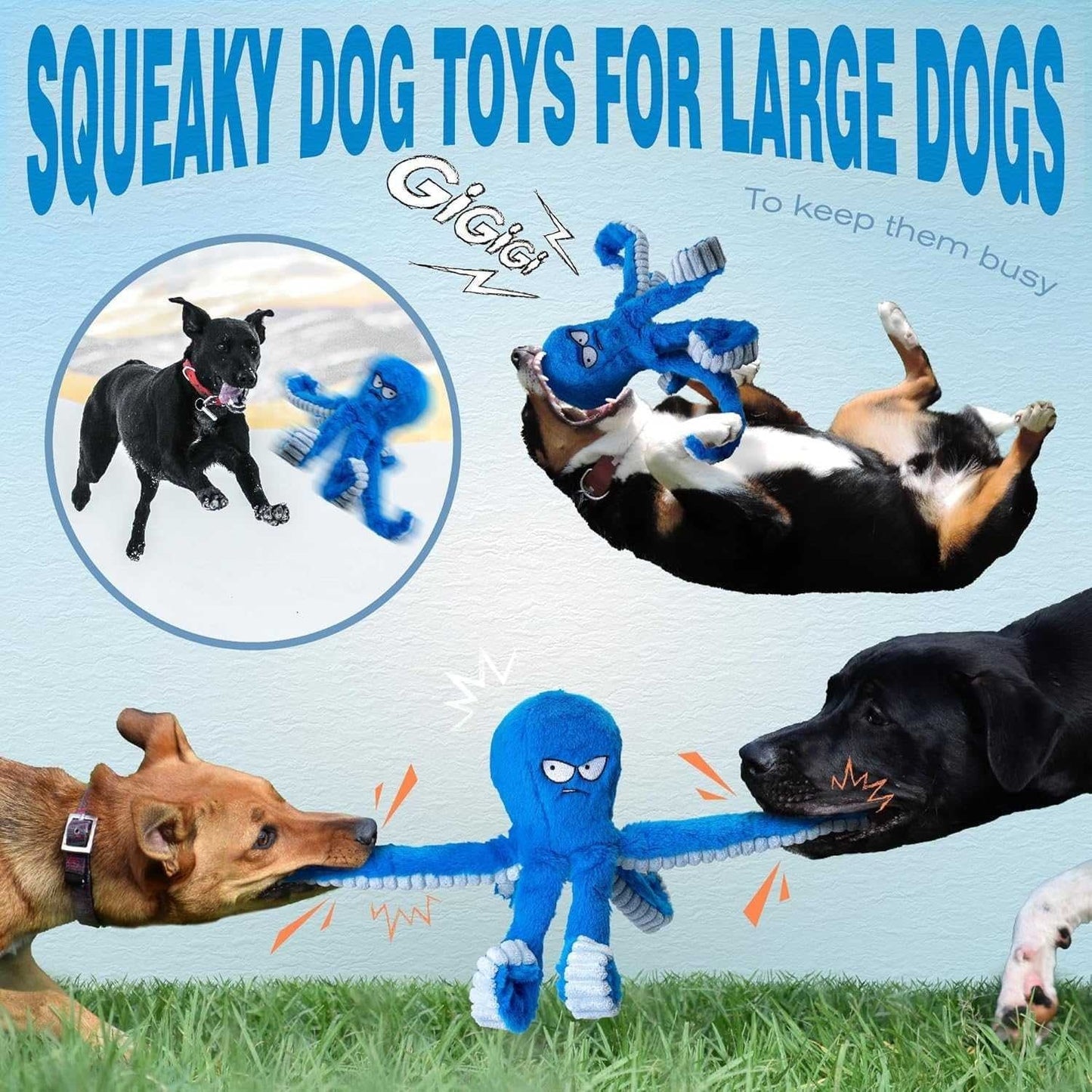 Jouet à mâcher en peluche Pieuvre avec couineur pour chiens