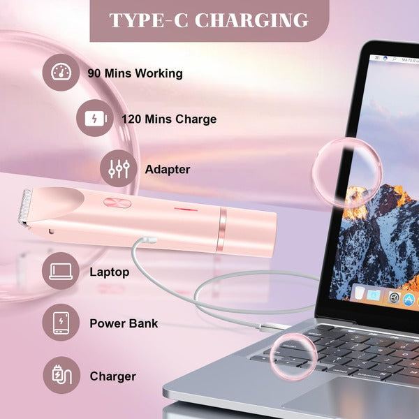 Tondeuse bikini rechargeable femme double lame utilisation sous l'eau ou à sec
