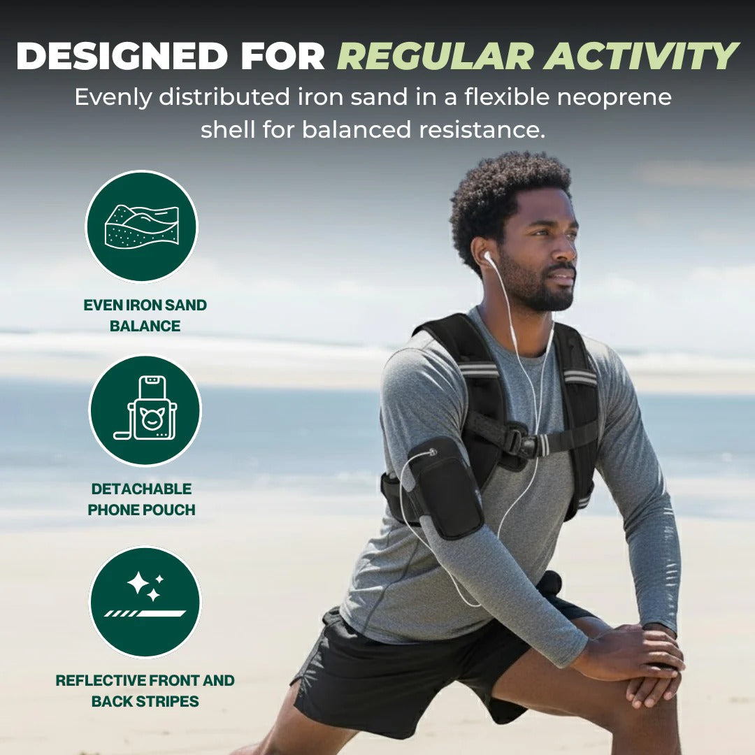 Gilet d'entraînement lesté réglable avec poches et sac détachable
