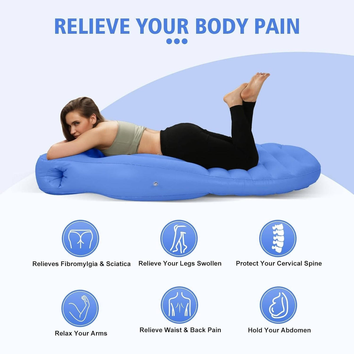 Inflatable Pregnancy Pillow, Stomach Sleeper Pillow with Belly Cutout, Adjustable Maternity Pillow with 2 Air Chambers