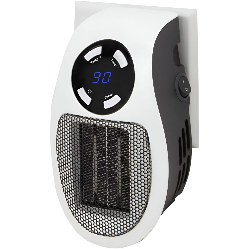 Plug-In Ceramic Space Heater with Digital Display & Timer for Bedroom, Bathroom, Office – Compact Wall Outlet Heater with Adjustable