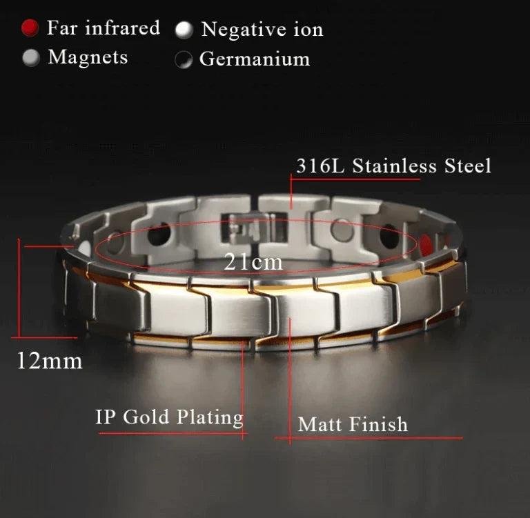 Magnetic Wellness Bracelet with Hematite Beads for Pain Relief & Circulation – Adjustable Stainless Steel Design