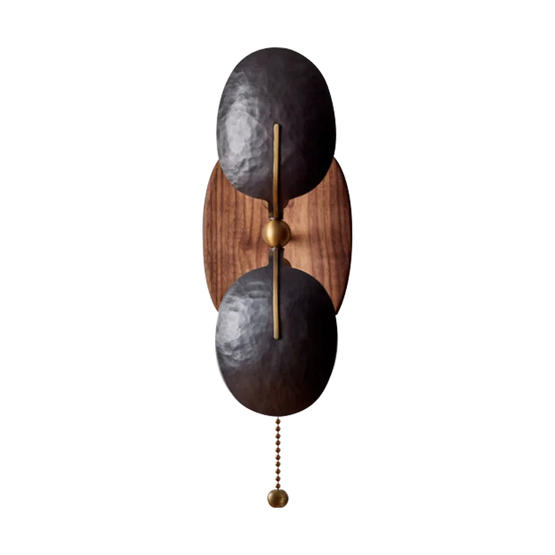 Wood & Metal Reading Sconce with Pull Chain for Bedroom, Hallway & Office | Compact Task Light | 20 in Black Wall Fixture