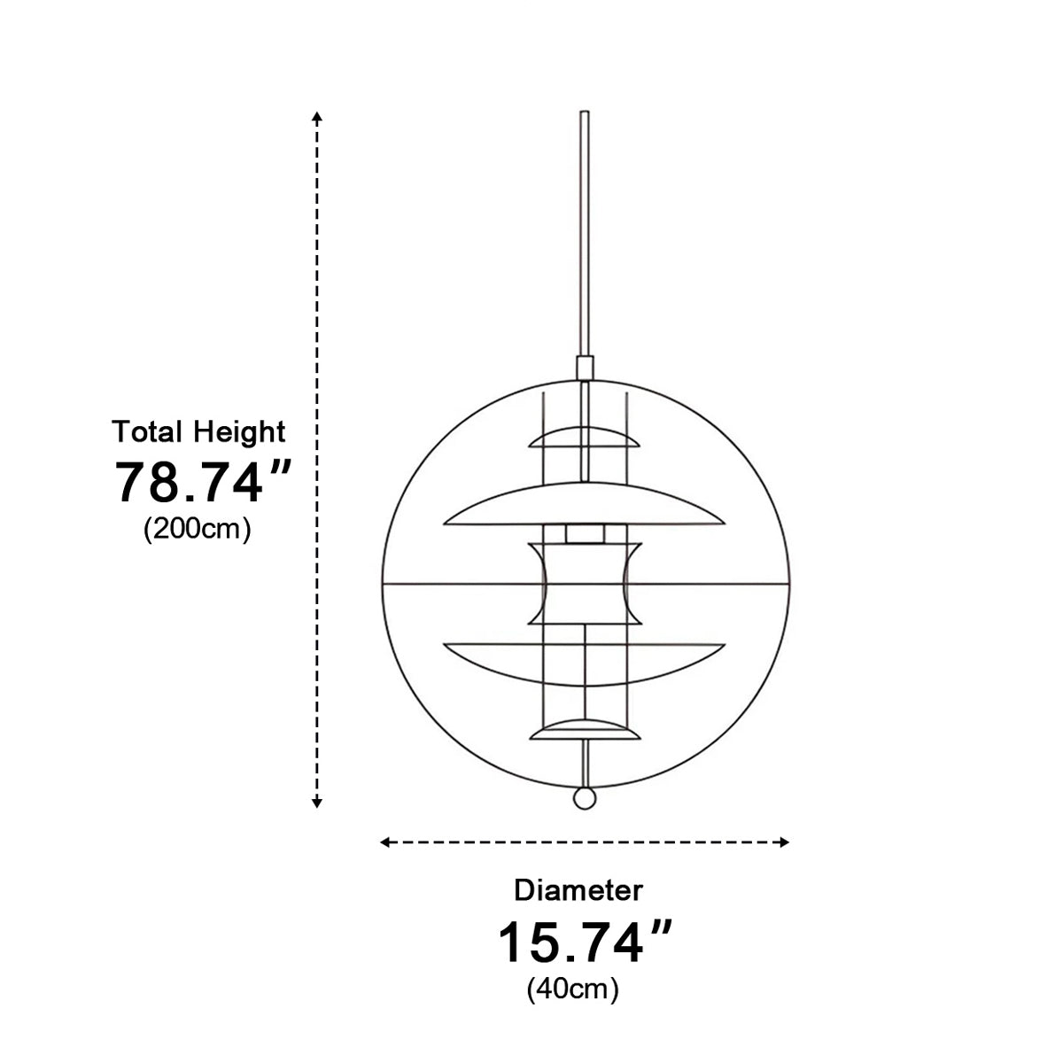 Suspension LED sphérique de 16 pouces, acrylique transparent avec intérieur doré, lampe suspendue réglable pour îlot de cuisine, table à manger, salon et bar