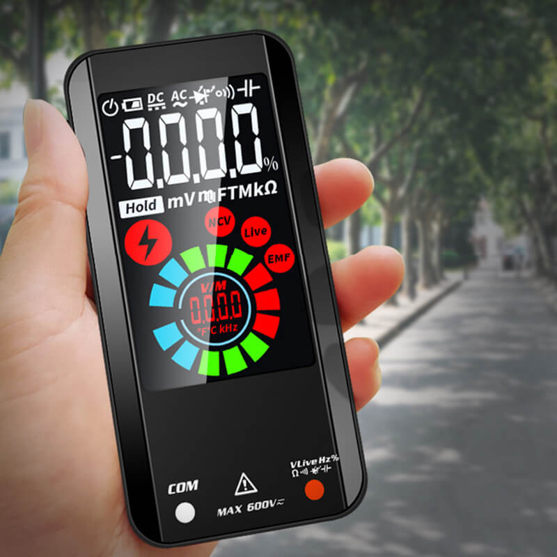 Multimètre numérique à gamme automatique avec détection intelligente et écran LCD couleur pour les tests de tension, de courant, de résistance et de température