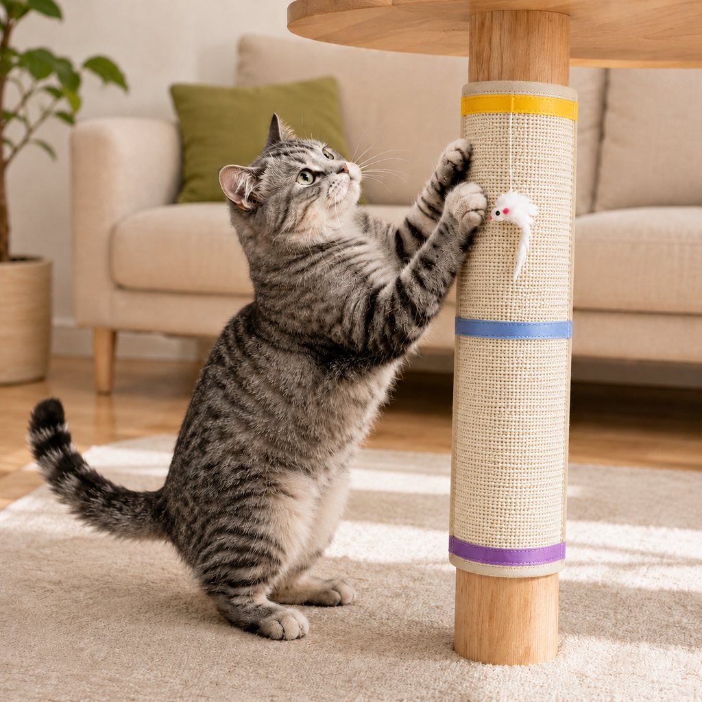 Ortekor Wrap-Around Sisal Cat Scratcher for Table Legs – Furniture Protector for Indoor Cats
