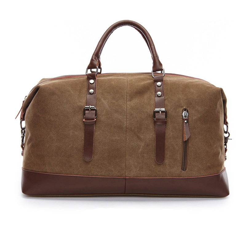 Canvas and Leather Weekend Travel Bag with Padded Straps for Men and Women – Overnight Duffel Tote for Gym Trips Carry-On