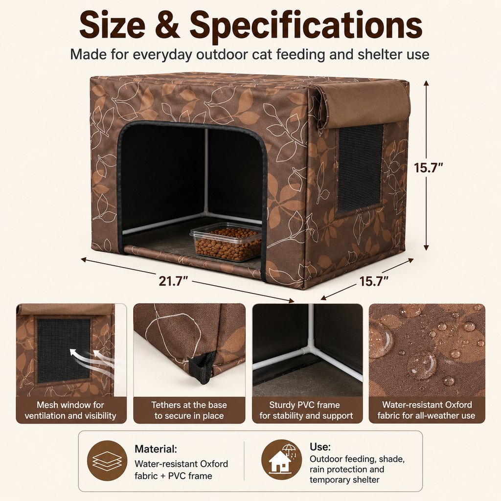 Ortekor Outdoor Cat Feeding Shelter for Backyards - Weather-Resistant Food Station Cover