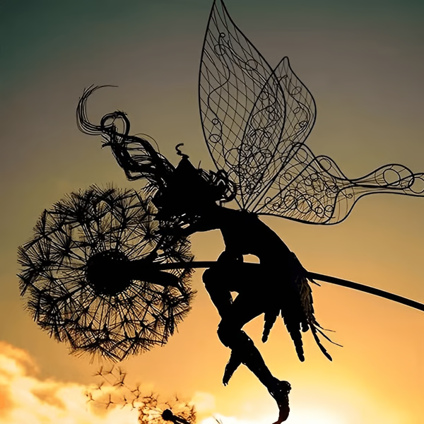 Piquets de jardin féeriques en métal pour décoration intérieure et extérieure | Silhouette artistique résistante aux intempéries | Ensemble d'ornements de pelouse fantaisistes pour