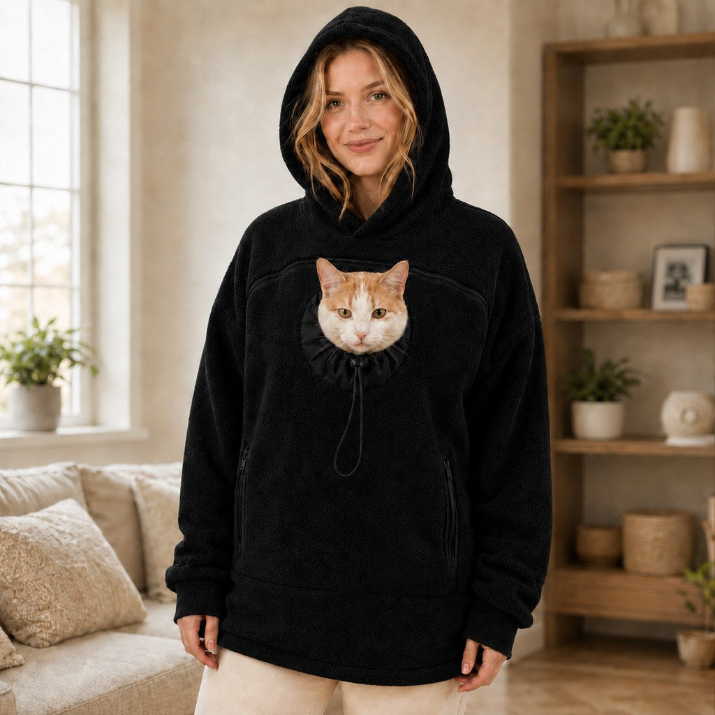 Ortekor Hands-Free Pet Carrier Hoodie – Cozy Front Pouch for Cats & Small Dogs at Home & Everyday Outings