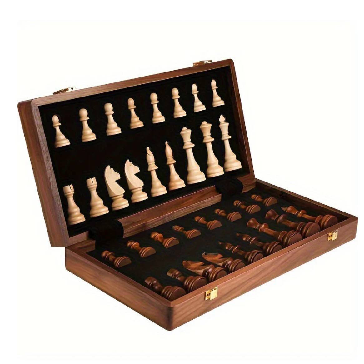 Jeu d'échecs portable en bois avec pièces lestées