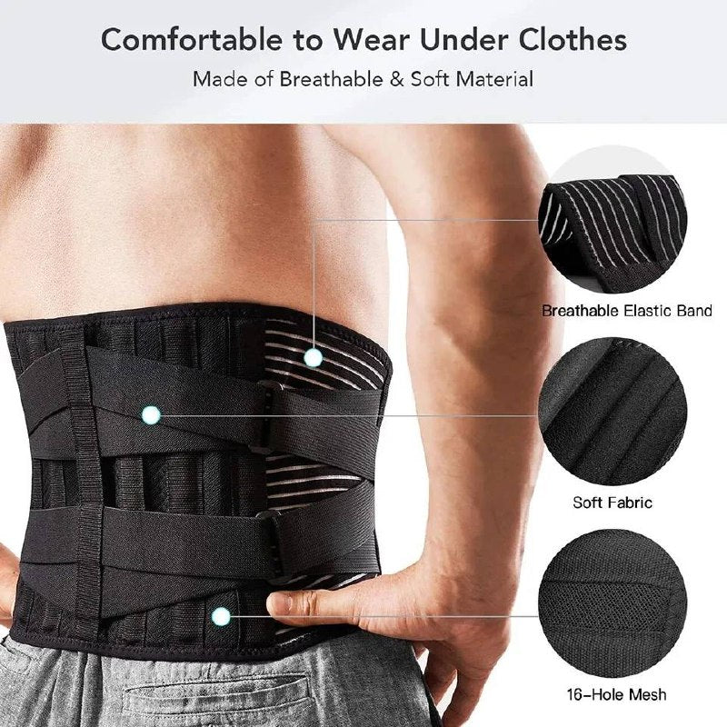 Ceinture lombaire ergonomique avec support en acier réglable