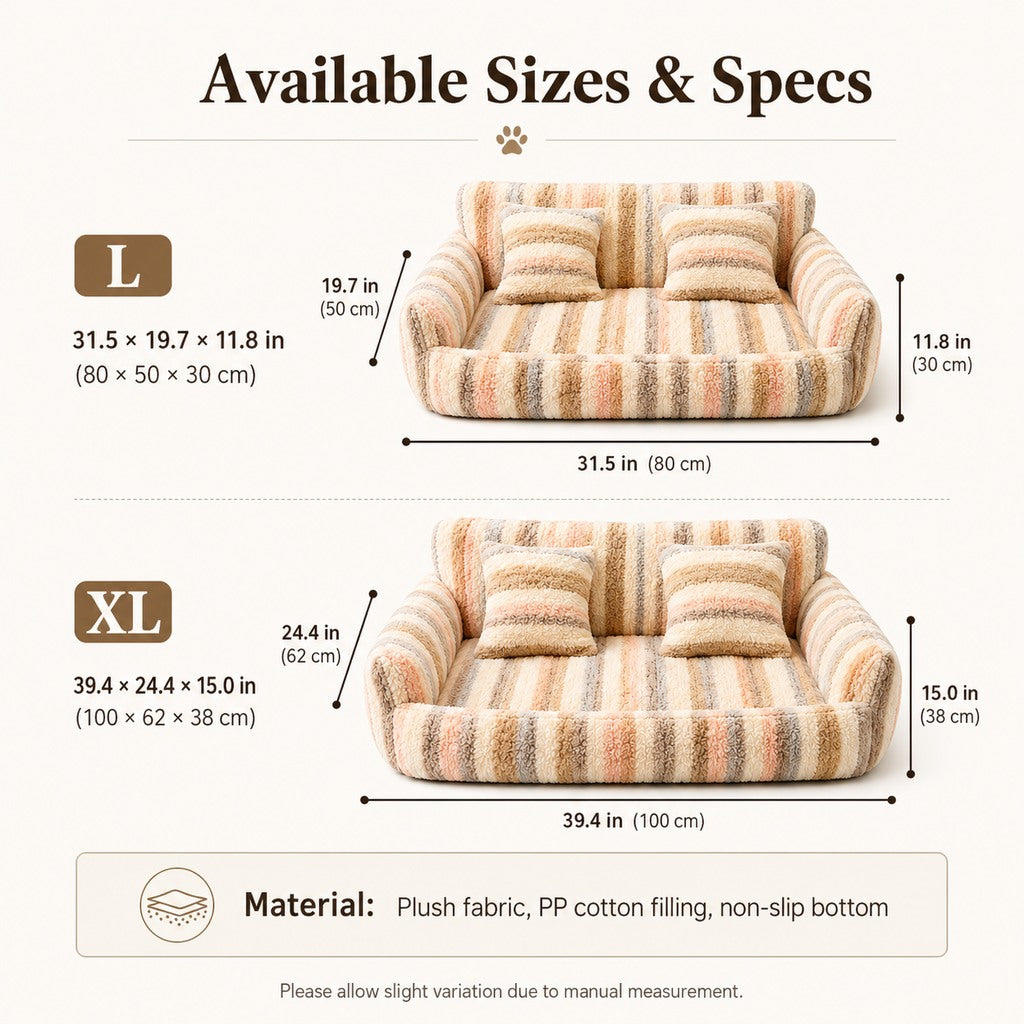 Ortekor Cozy Plush Dog Sofa Bed for Living Rooms - Soft Bolstered Support for Everyday Naps