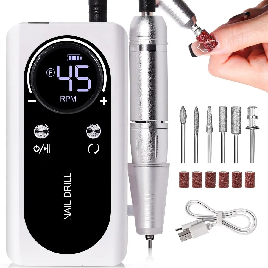 Lime à ongles électrique pour manucure, ponceuse à ongles rechargeable, polisseuse à ongles portable silencieuse pour usage domestique