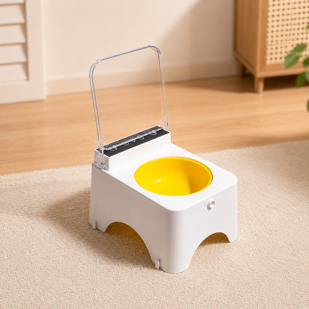 Ortekor Smart Auto-Opening Covered Cat Bowl for Cleaner Indoor Feeding - Rechargeable Dustproof Cat Feeder