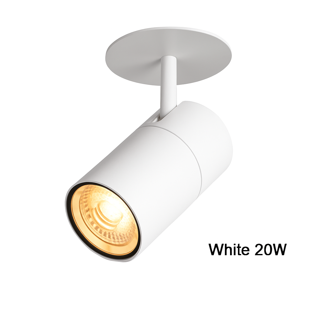 Directional Recessed LED Tube Ceiling Light Spotlight for Kitchen Living Room Bedroom Modern Black White Downlight Fixture 7W 10W 20W 30W