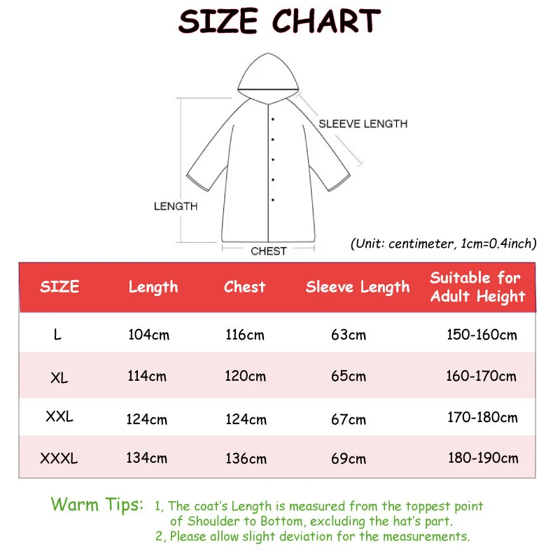 Full-Length Waterproof Hooded Rain Jacket for Adults – Lightweight Foldable Travel Coat for Men & Women – Black