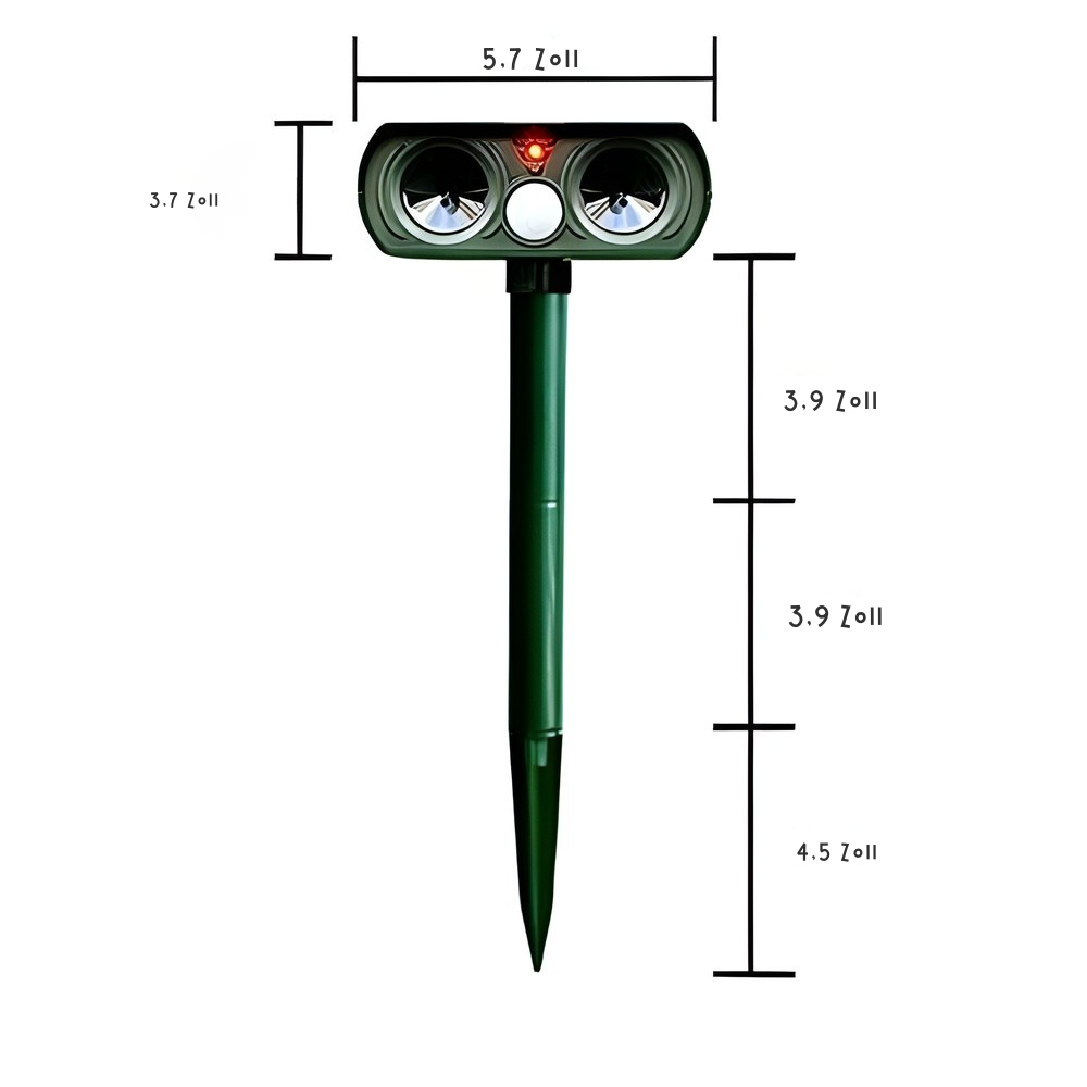 Outdoor Motion-Activated Solar Animal Repeller 26–33ft Range Weatherproof Ultrasonic Deterrent for Yard Garden Patio