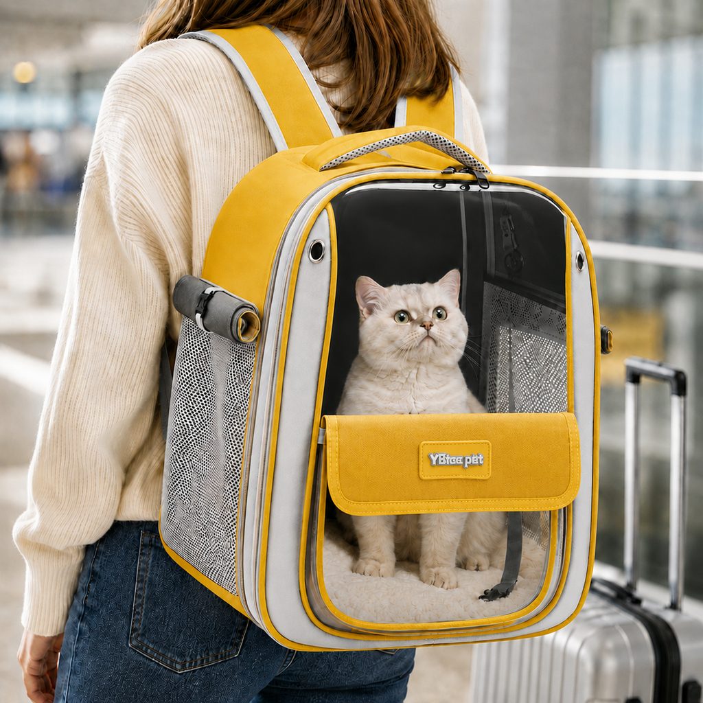 Ortekor Transparent Cat Backpack Carrier for Travel & Vet Visits - Breathable, Roomy Pet Backpack for More Comfortable Trips