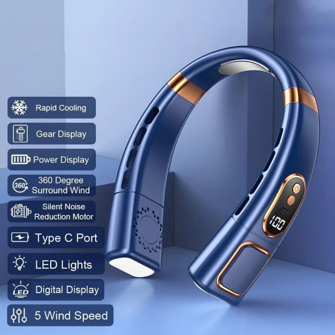 360° Bladeless Neck Fan | Portable Design with Adjustable Speeds for Instant Cooling Relief