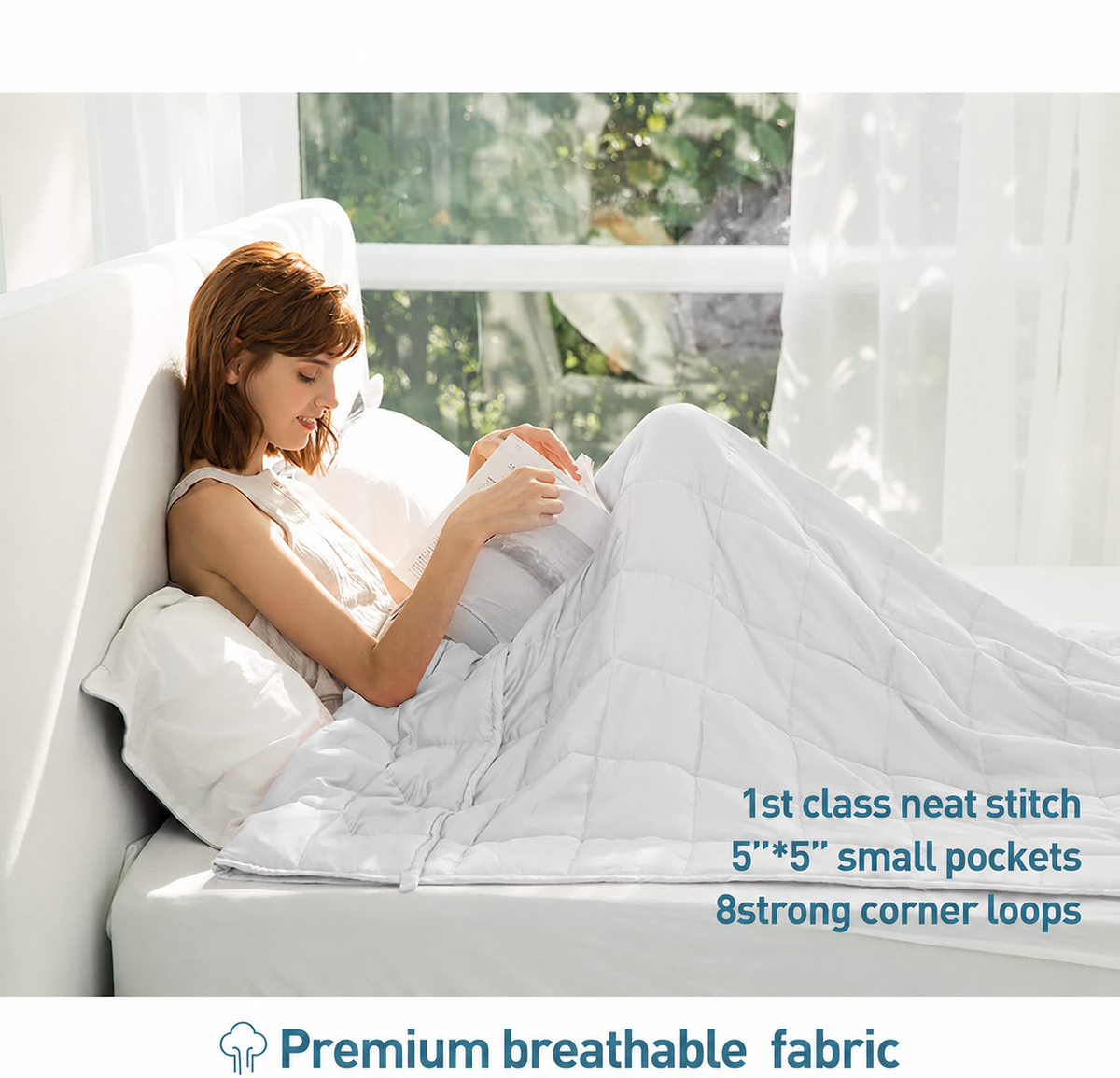 Confort douillet | Couverture lestée pour adultes en tissu rafraîchissant | Design respirant toutes saisons pour une détente absolue