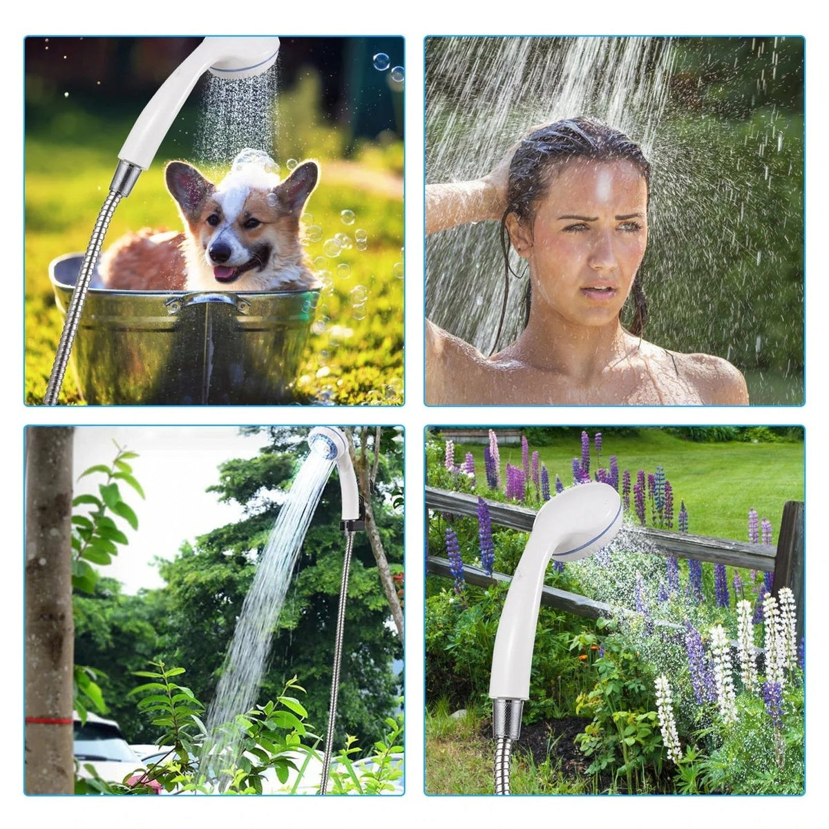 Indispensables pour l'extérieur | Douche portable pour le camping avec pompe rechargeable | Solution de rinçage extérieure pratique pour vos aventures
