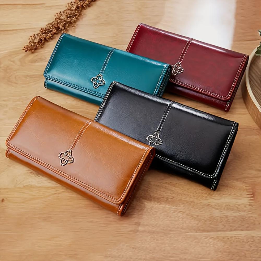Portefeuille pliable en cuir pour femme – Porte-cartes compact à fentes multiples, design fin pour billets et cartes de crédit, usage quotidien