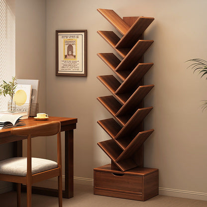 Multi-Tier Wooden Storage Rack 39 in Walnut Finish Open Shelving for Home Office Study Living Room Decorative Display