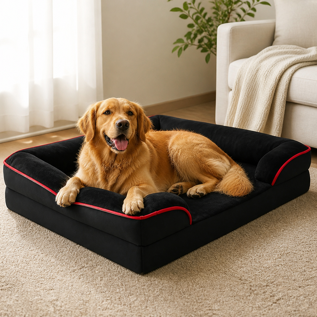 Panier pour chien en mousse alvéolée orthopédique antidérapant Ortekor (housse amovible et lavable)