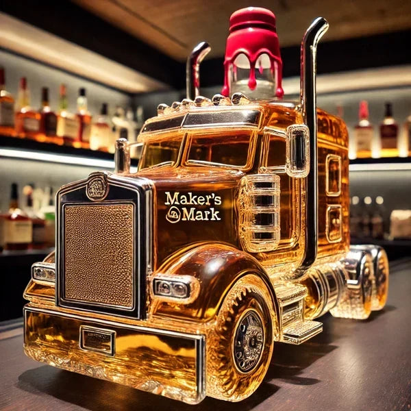 Semi Truck Glass Decanter 13 oz – Collectible Liquor Bottle for Bourbon, Scotch & Whiskey Display | Bar Accessories for Man Cave, Home Bar