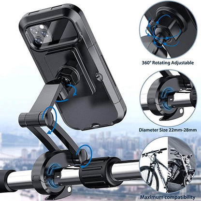 Waterproof Bike Phone Mount with 5000mAh Power Bank USB Charging Handlebar Holder for Smartphones 4.5-6.8 Inches Touch Screen Compatible Mot