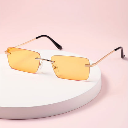 Lunettes de soleil sans monture pour hommes – Monture en métal légère avec protection UV et verres dégradés oversize pour la conduite, les sports de plein air, la plage