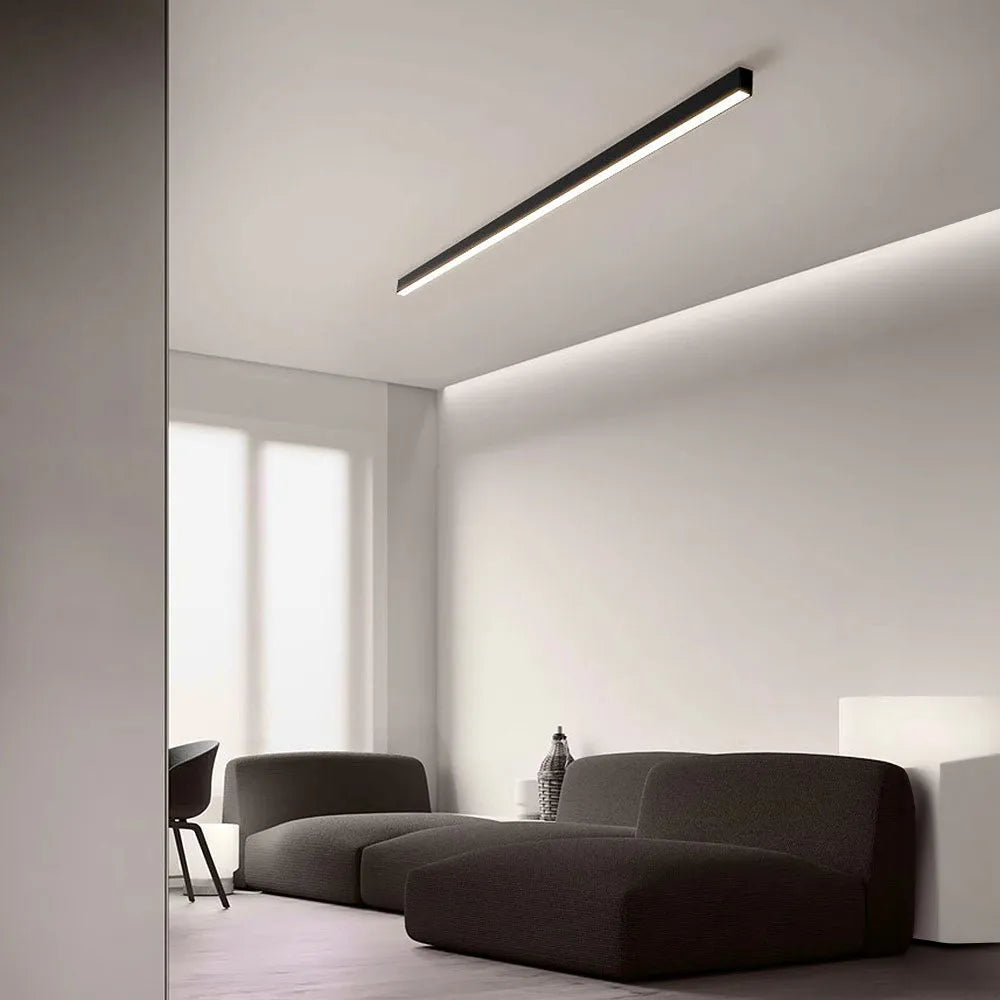 Plafonnier LED linéaire à montage encastré de 47 pouces, luminaire noir pour chambre, salon, couloir, éclairage domestique minimaliste contemporain