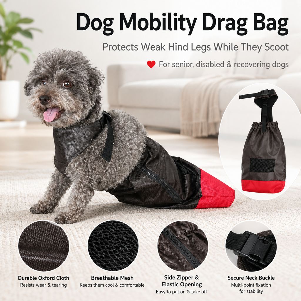 Ortekor Dog Mobility Drag Bag for Indoor Scooting - Hind Leg Protection for Senior & Disabled Dogs